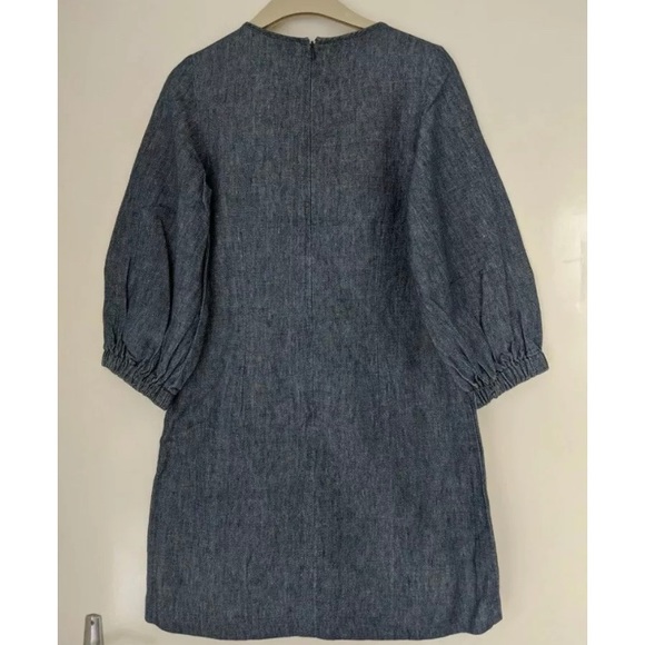 Gorman Floral Embroidery Blue Denim Linen Dress - XS - Picture 2 of 4